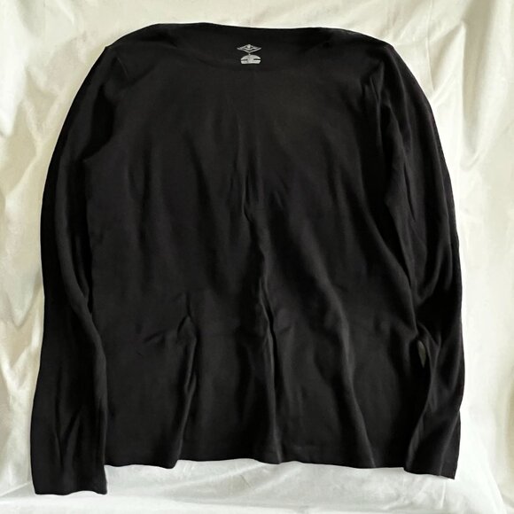 St Johns Bay Womens Long Sleeve Crewneck T-Shirts Size L Cotton Purple & Black C - Picture 5 of 6